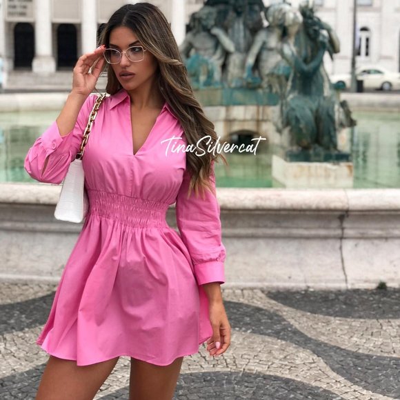 BLOGGER'S FAVE! Zara Barbie Pink Mini Dress NWT - Picture 6 of 17